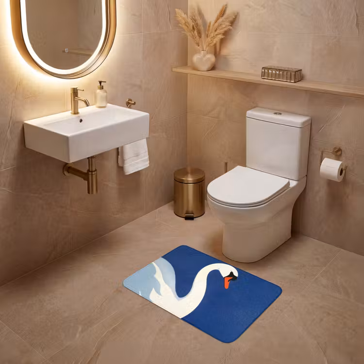 WC Mat - Zwaan - Wit - Snavel - Illustratie — 4