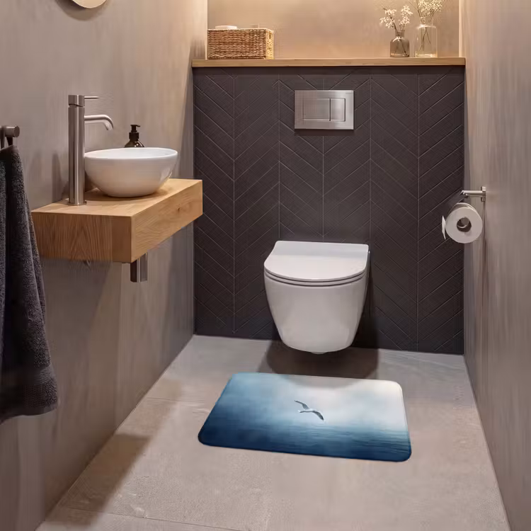 WC Mat - Meeuw - Wit - Zee - Mistig — 2