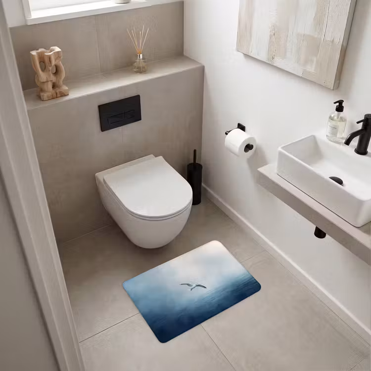 WC Mat - Meeuw - Wit - Zee - Mistig — 6