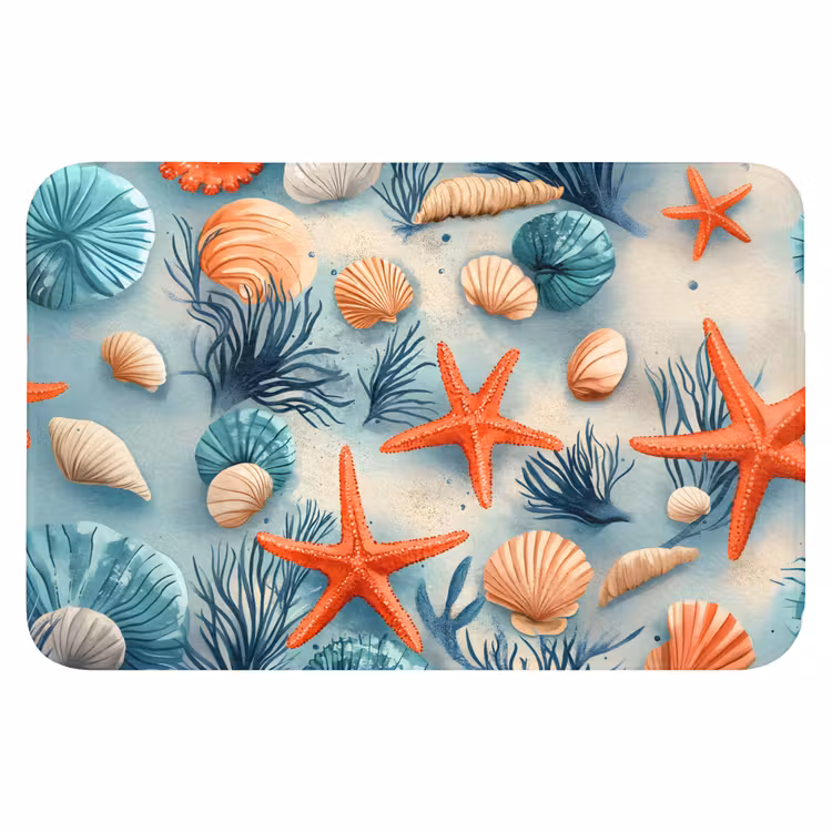 WC Mat - Zeesterren - Schelpen - Illustratie - Zand — 1