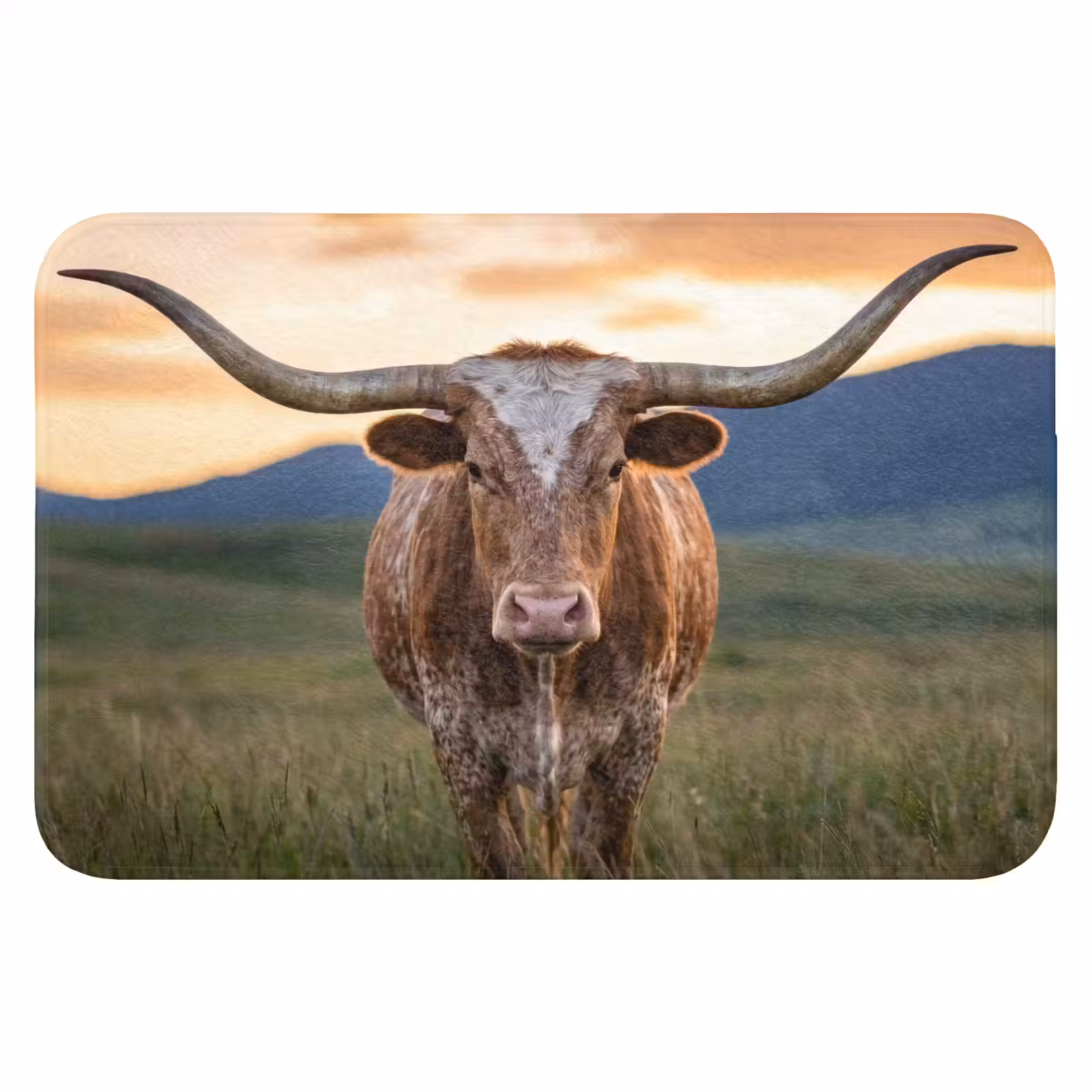 WC Mat - Longhorn - Landschap - Zonsondergang — 1