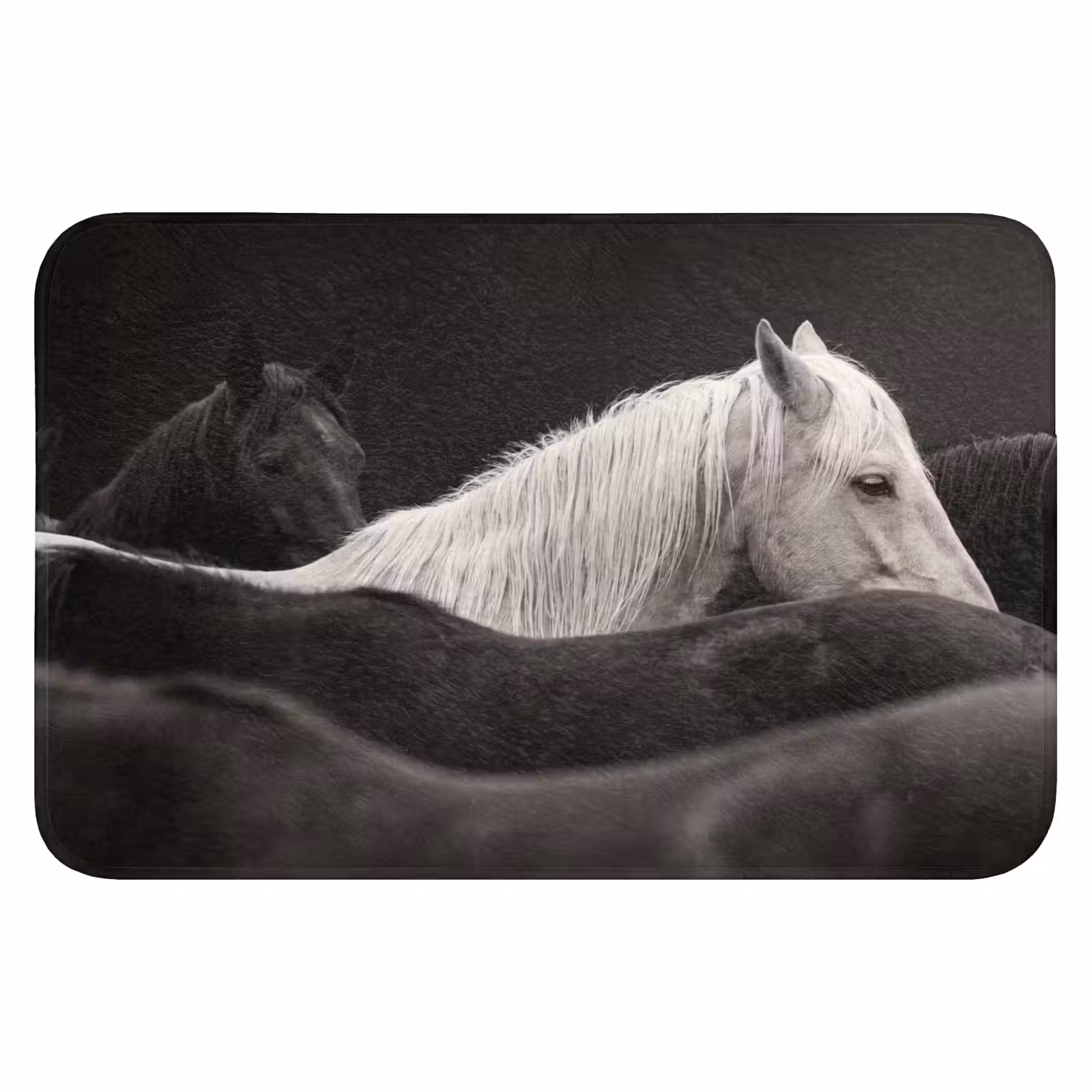 WC Mat - Paarden - Zwart - Wit - Kudde — 1