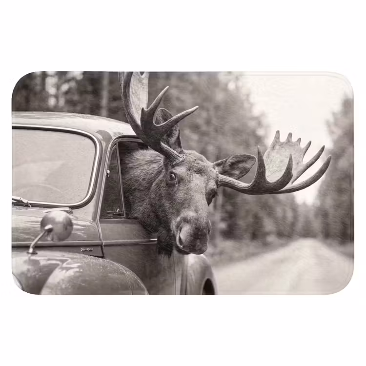 WC Mat - Eland - Auto - Gewei - Zwart - Wit — 1