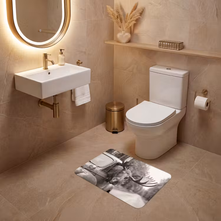 WC Mat - Eland - Auto - Gewei - Zwart - Wit — 4