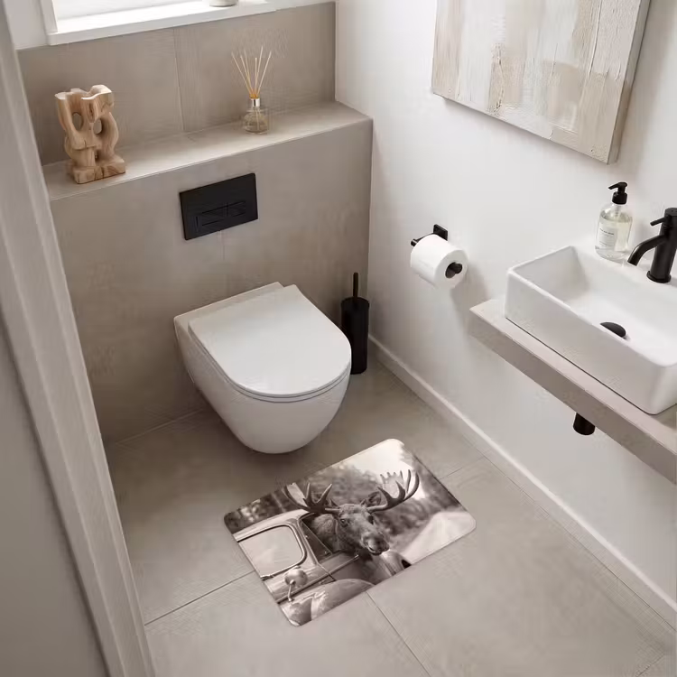 WC Mat - Eland - Auto - Gewei - Zwart - Wit — 6