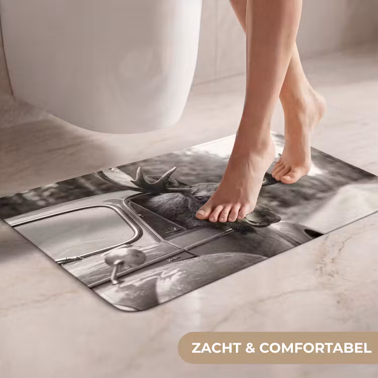WC Mat - Eland - Auto - Gewei - Zwart - Wit — 7