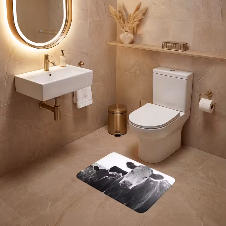 WC Mat - Koeien - Zwart - Wit — 4