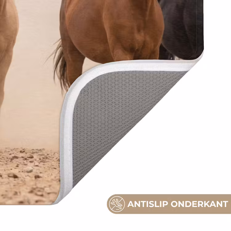 WC Mat - Kudde paarden - Stofwolk - Bruin - Zwart — 3
