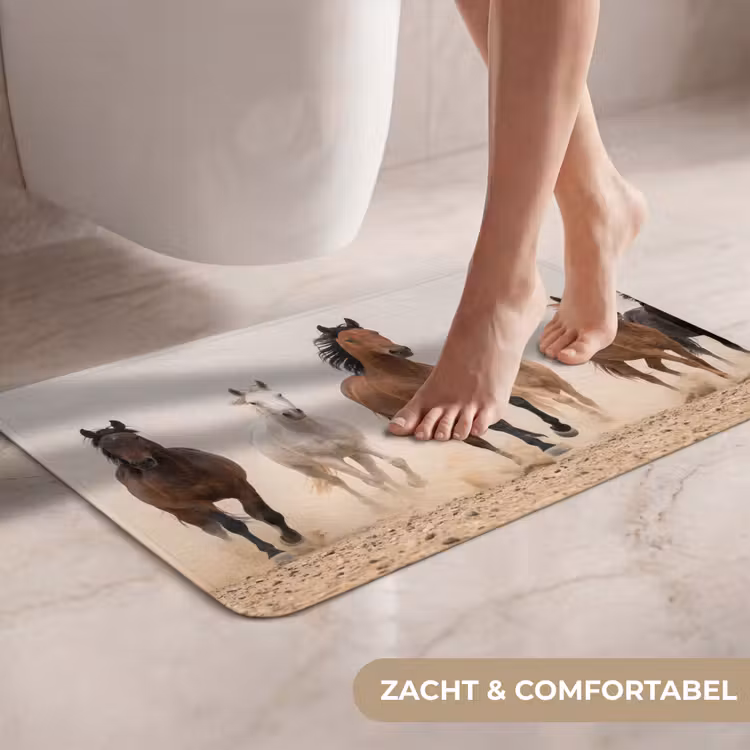 WC Mat - Kudde paarden - Stofwolk - Bruin - Zwart — 7