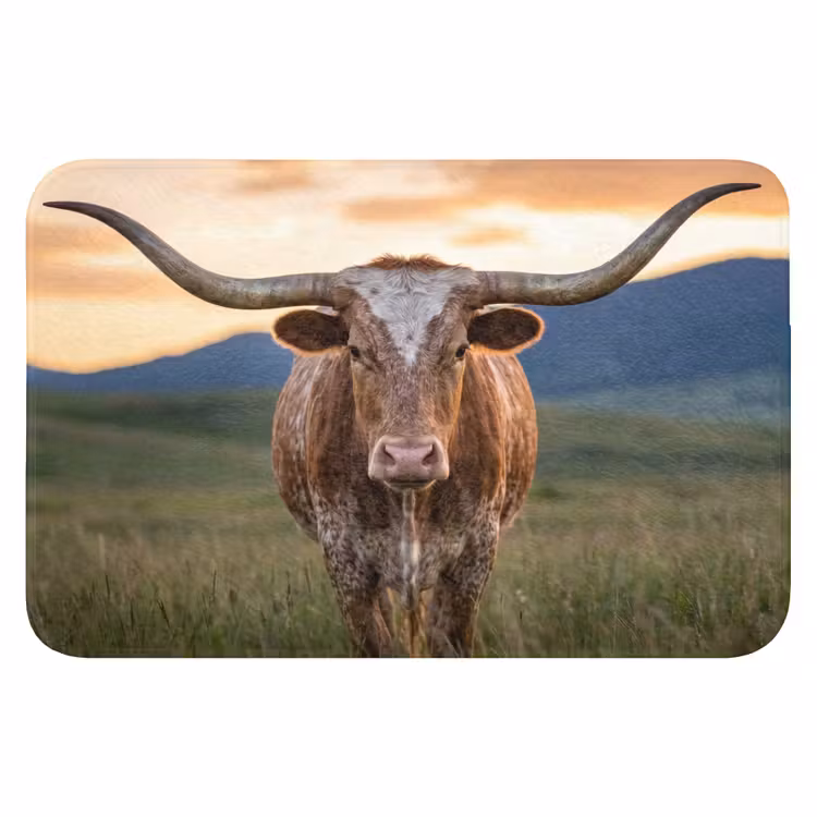 WC Mat - Longhorn - Landschap - Zonsondergang — 1
