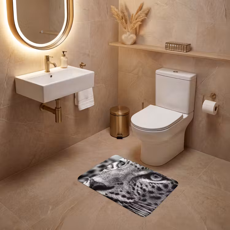 WC Mat - Luipaard - Zwart - Wit - Oog — 4