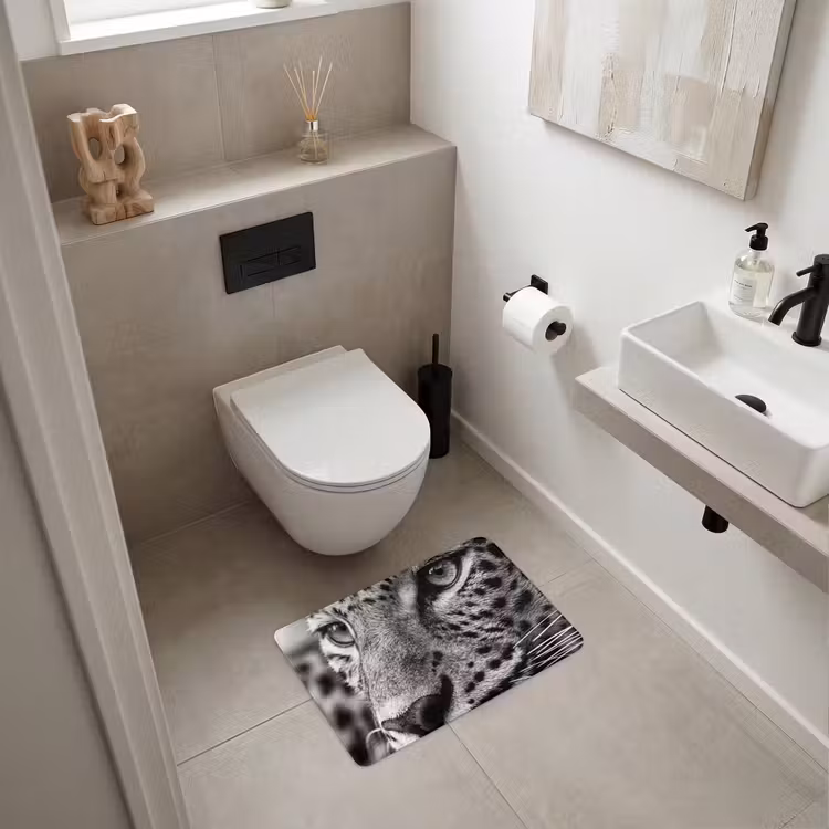 WC Mat - Luipaard - Zwart - Wit - Oog — 6