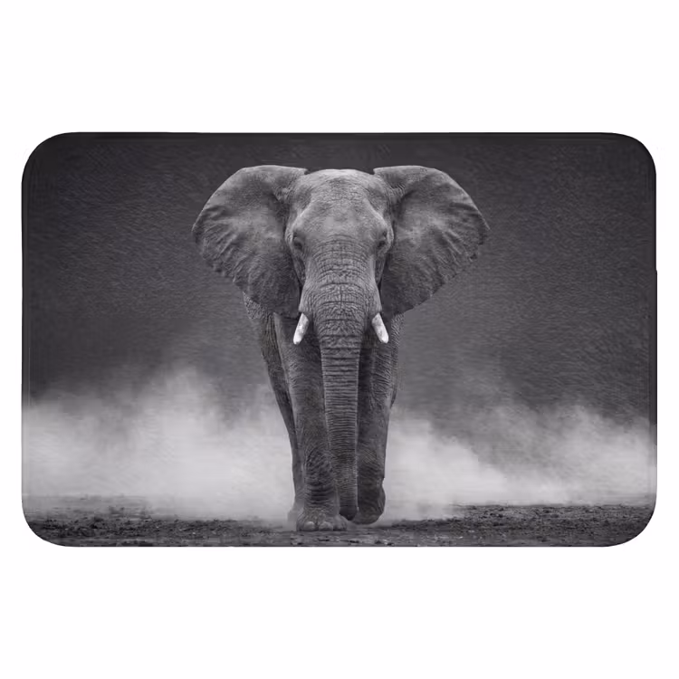 WC Mat - Olifant - Zwart - Wit - Rook — 1