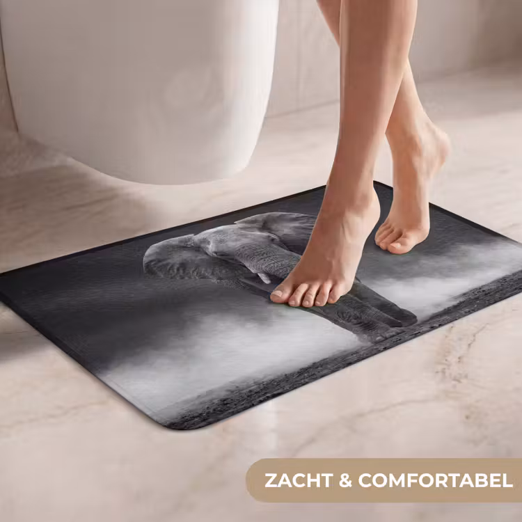 WC Mat - Olifant - Zwart - Wit - Rook — 7