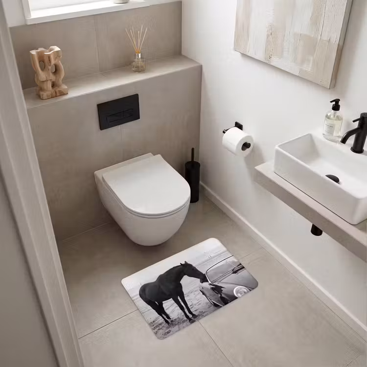 WC Mat - Paard - Auto - Zwart - Wit — 6