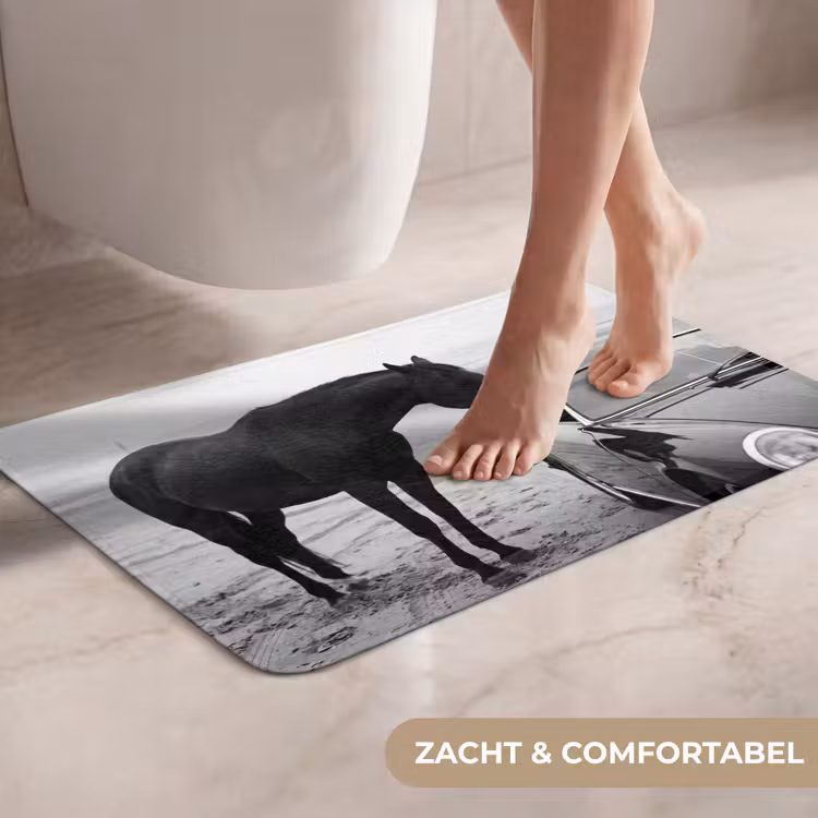 WC Mat - Paard - Auto - Zwart - Wit — 7