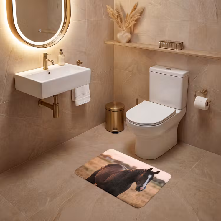 WC Mat - Paard - Zonsondergang - Bruin — 4