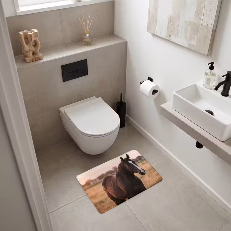 WC Mat - Paard - Zonsondergang - Bruin — 6