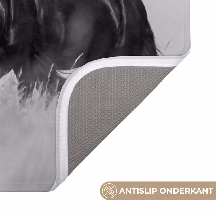 WC Mat - Paarden - Gras - Zwart - Wit — 3