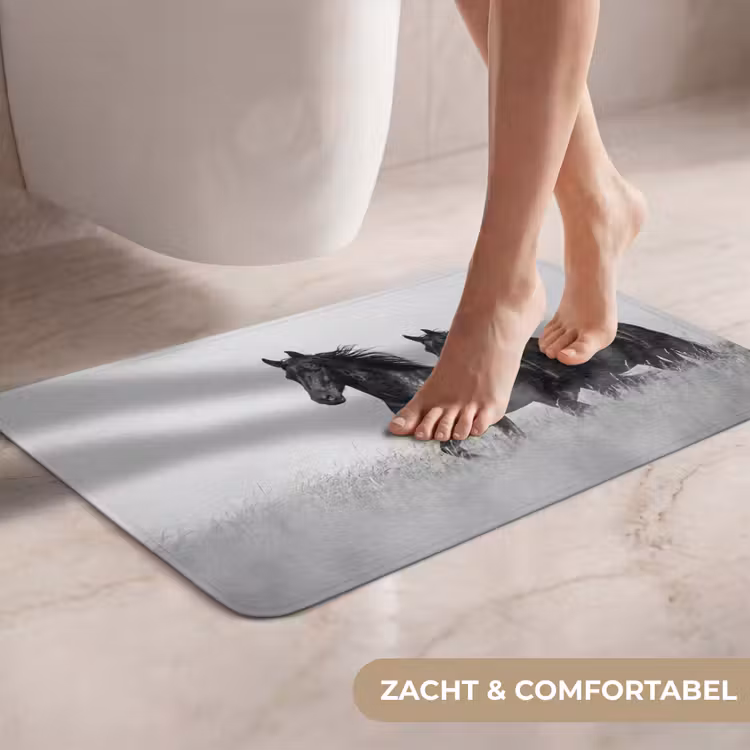 WC Mat - Paarden - Gras - Zwart - Wit — 7