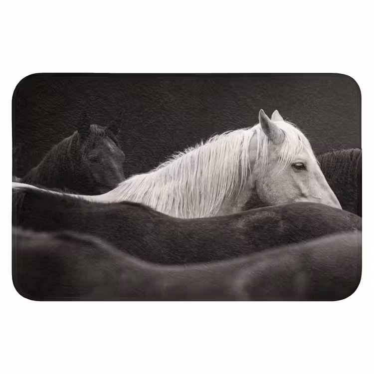 WC Mat - Paarden - Zwart - Wit - Kudde — 1