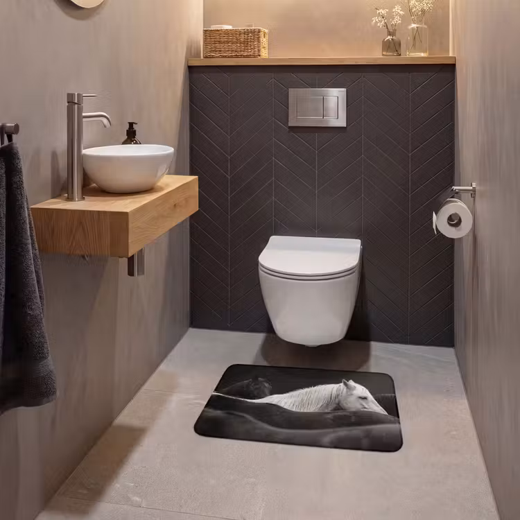 WC Mat - Paarden - Zwart - Wit - Kudde — 2