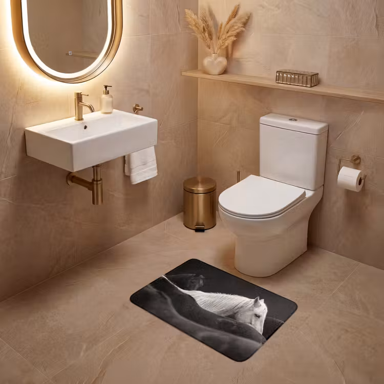 WC Mat - Paarden - Zwart - Wit - Kudde — 4