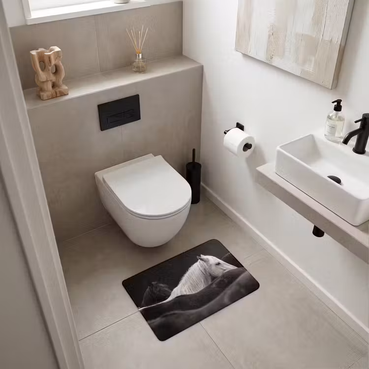 WC Mat - Paarden - Zwart - Wit - Kudde — 6