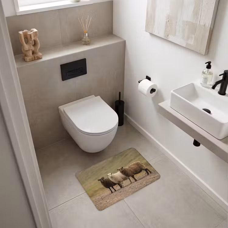 WC Mat - Schapen - Bruin - Wit - Grindpad — 6