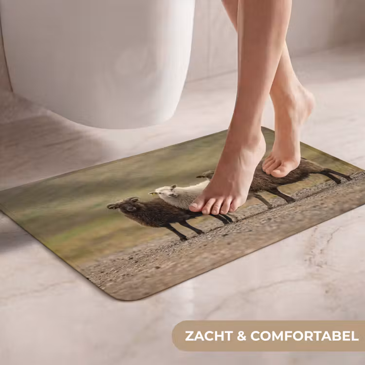 WC Mat - Schapen - Bruin - Wit - Grindpad — 7