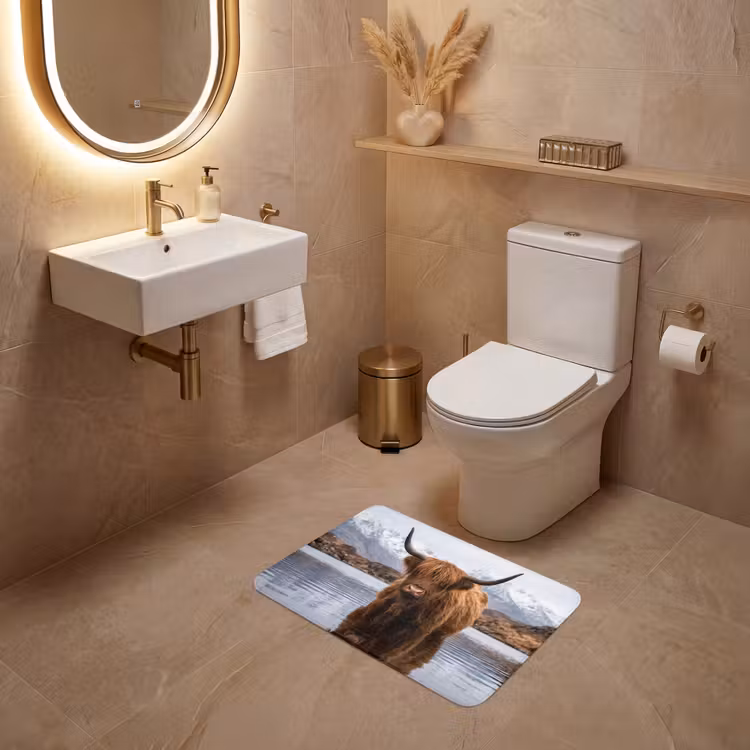 WC Mat - Schotse hooglander - Bruin - Water — 4