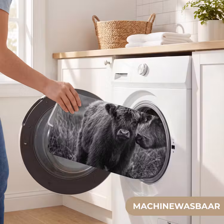 WC Mat - Schotse hooglander - Kalf - Zwart - Wit — 5