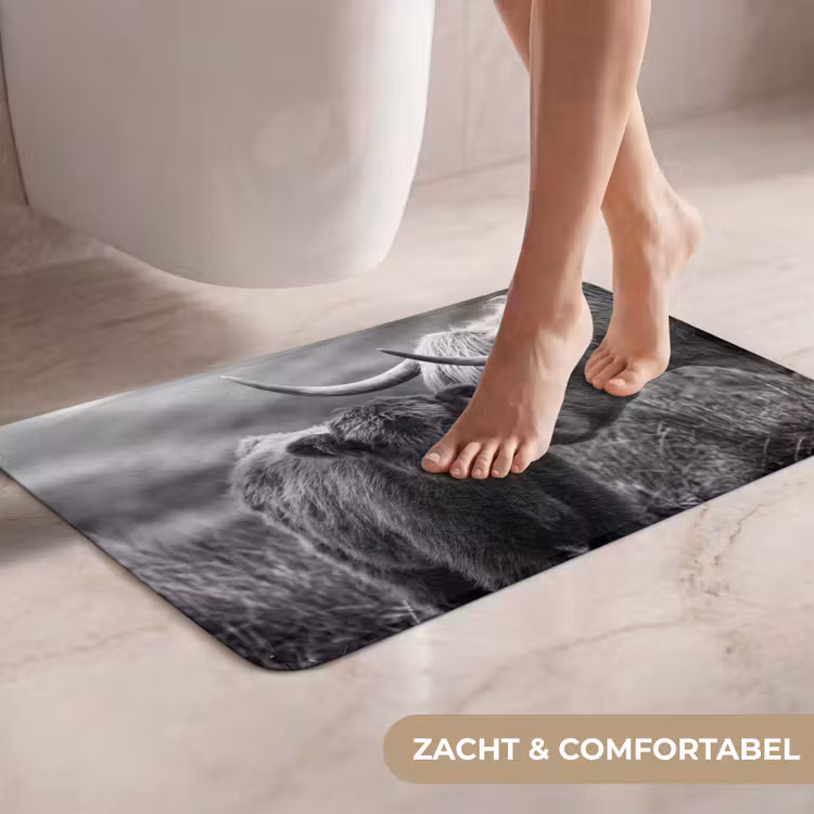 WC Mat - Schotse hooglander - Kalf - Zwart - Wit — 7