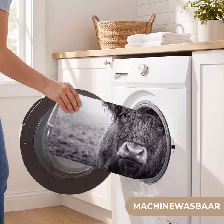 WC Mat - Schotse hooglander - Zwart - Wit - Gras — 5