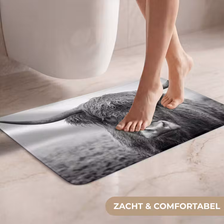 WC Mat - Schotse hooglander - Zwart - Wit - Gras — 7