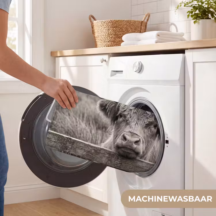 WC Mat - Schotse hooglander - Zwart - Wit - Hout — 5