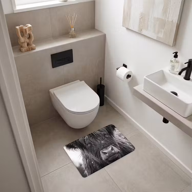WC Mat - Schotse hooglander - Zwart - Wit - Sneeuwvlokken — 6