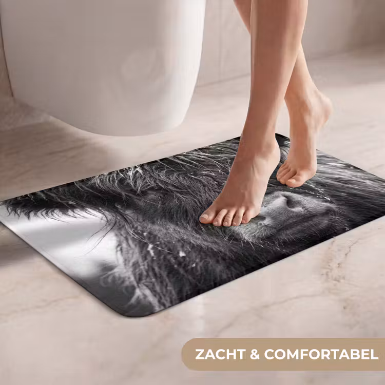 WC Mat - Schotse hooglander - Zwart - Wit - Sneeuwvlokken — 7
