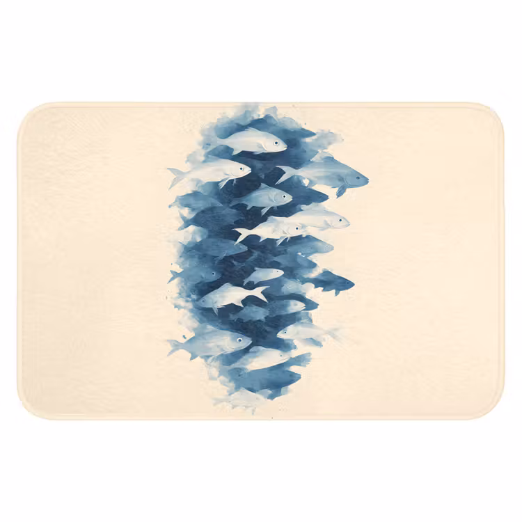 WC Mat - Vissen - Minimalistisch - Blauw — 1