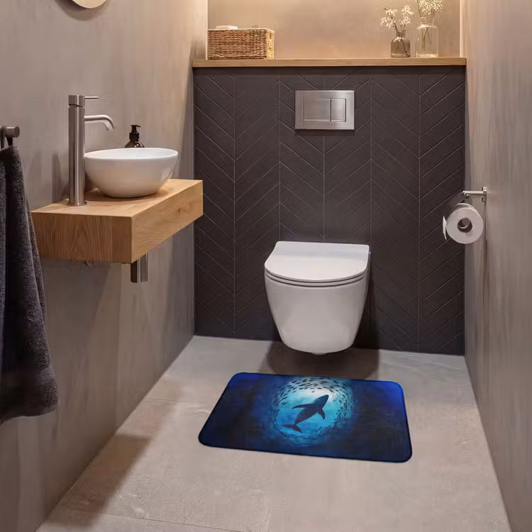 WC Mat - Walvis - Vissen - Donkerblauw — 2