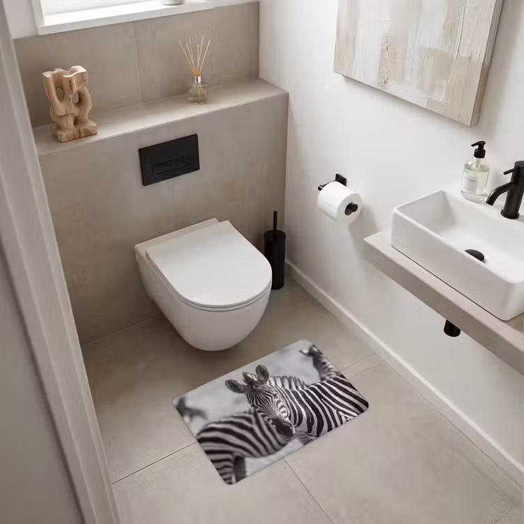 WC Mat - Zebra's - Zwart - Wit — 6