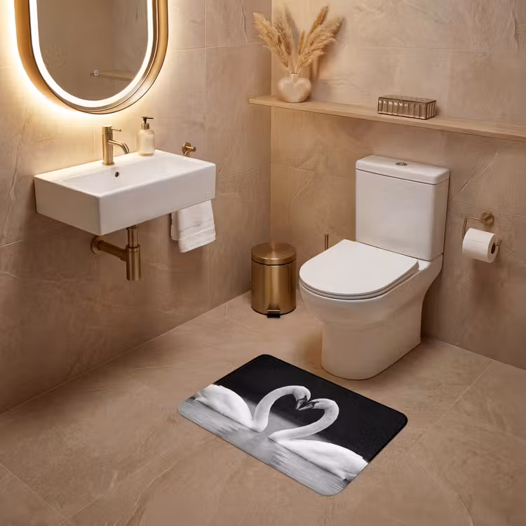 WC Mat - Zwanen - Hart - Zwart - Wit — 4
