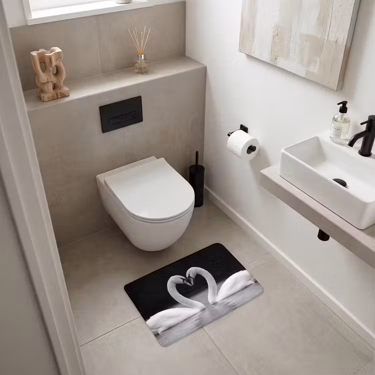 WC Mat - Zwanen - Hart - Zwart - Wit — 6