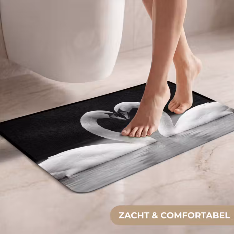 WC Mat - Zwanen - Hart - Zwart - Wit — 7