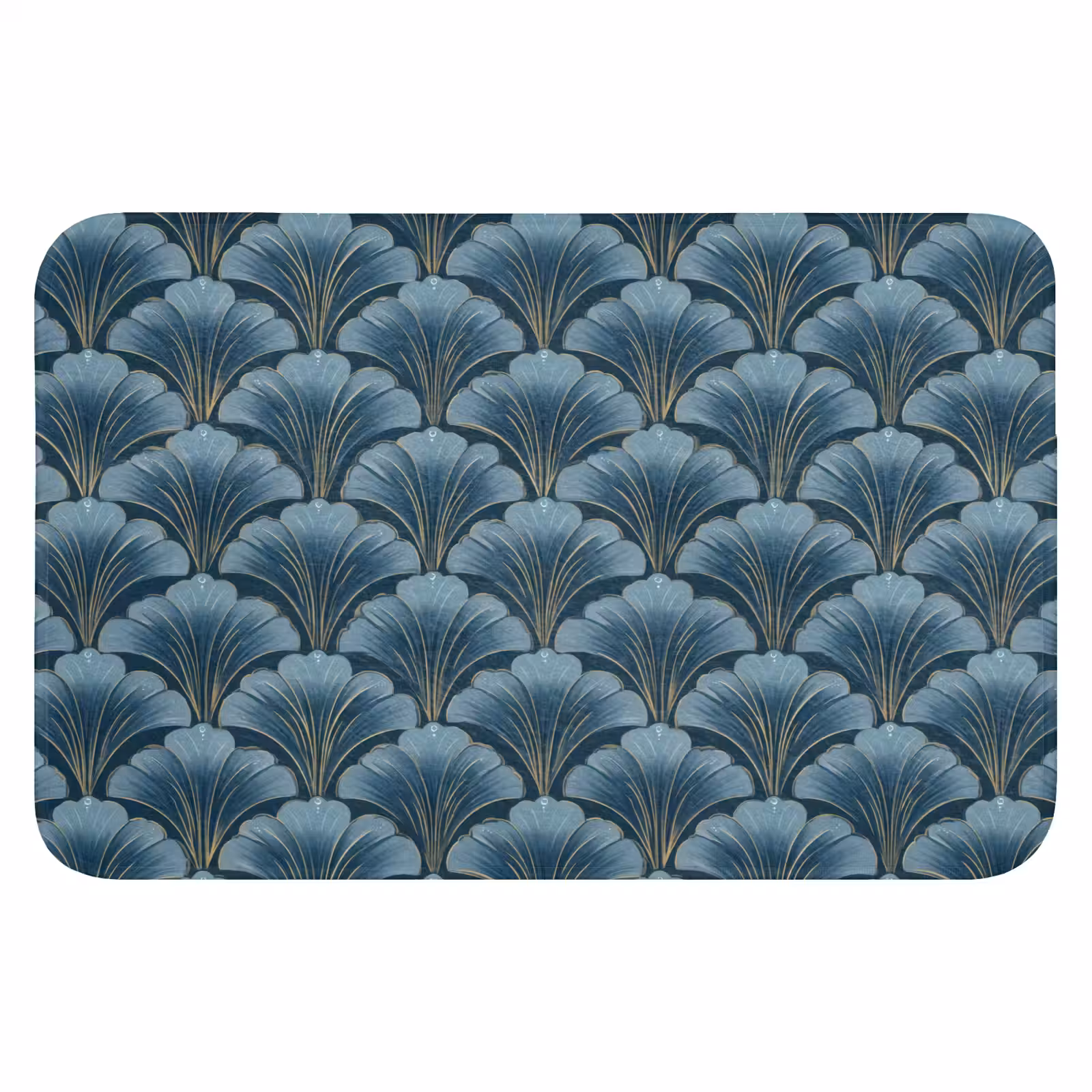 WC Mat - Patroon - Ginkgoblad - Blauw — 1