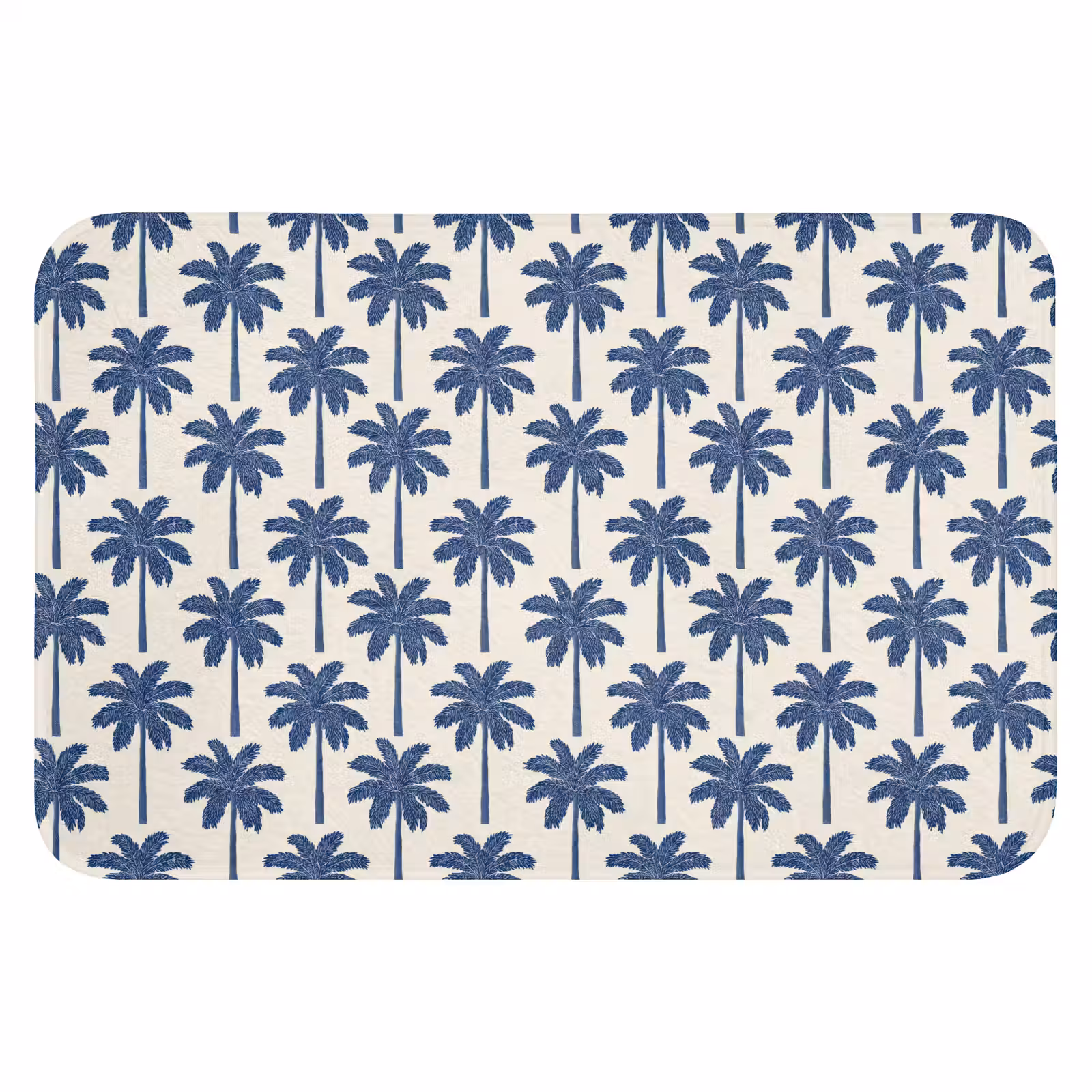 WC Mat - Symmetrisch - Palm - Blauw — 1