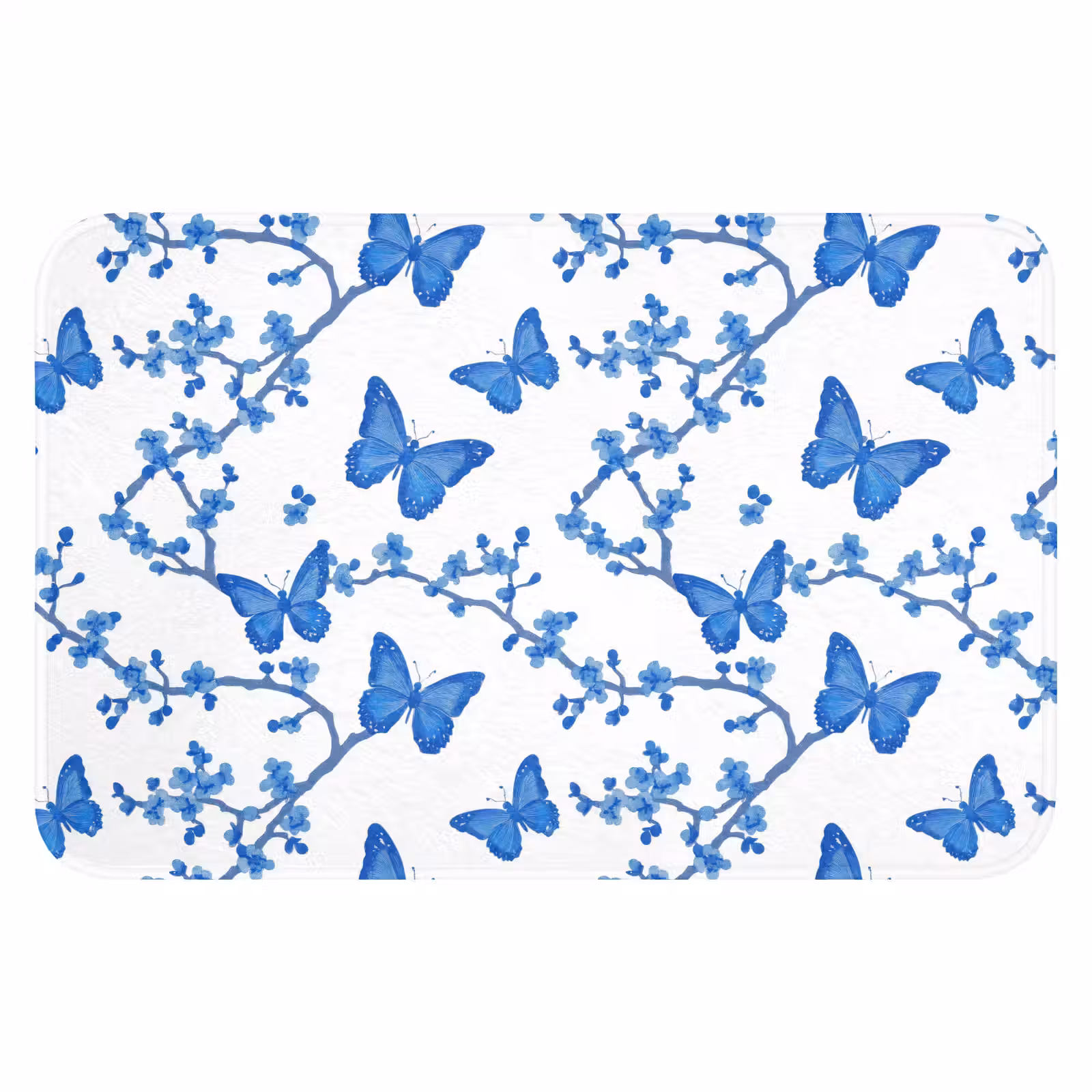 WC Mat - Vlinder - Bloemen - Blauw — 1