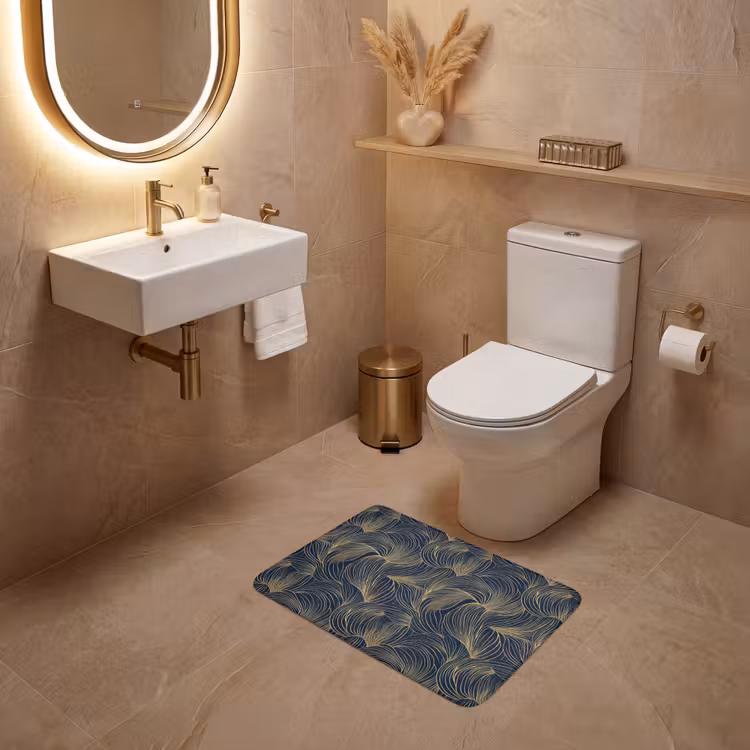 WC Mat - Abstract - Lijnen - Blauw - Goud — 4