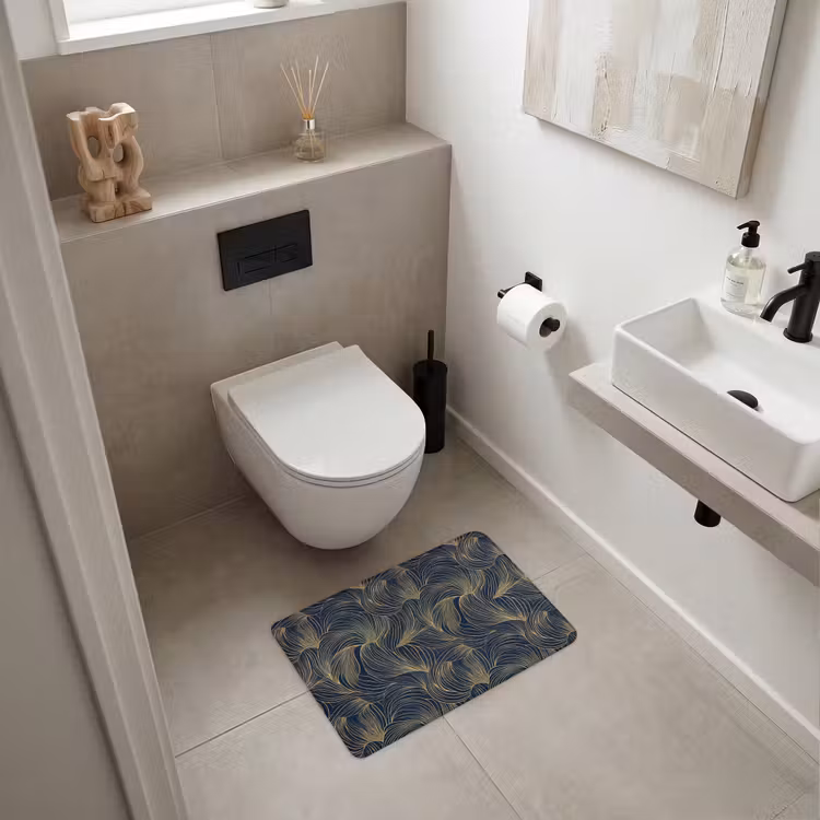 WC Mat - Abstract - Lijnen - Blauw - Goud — 6