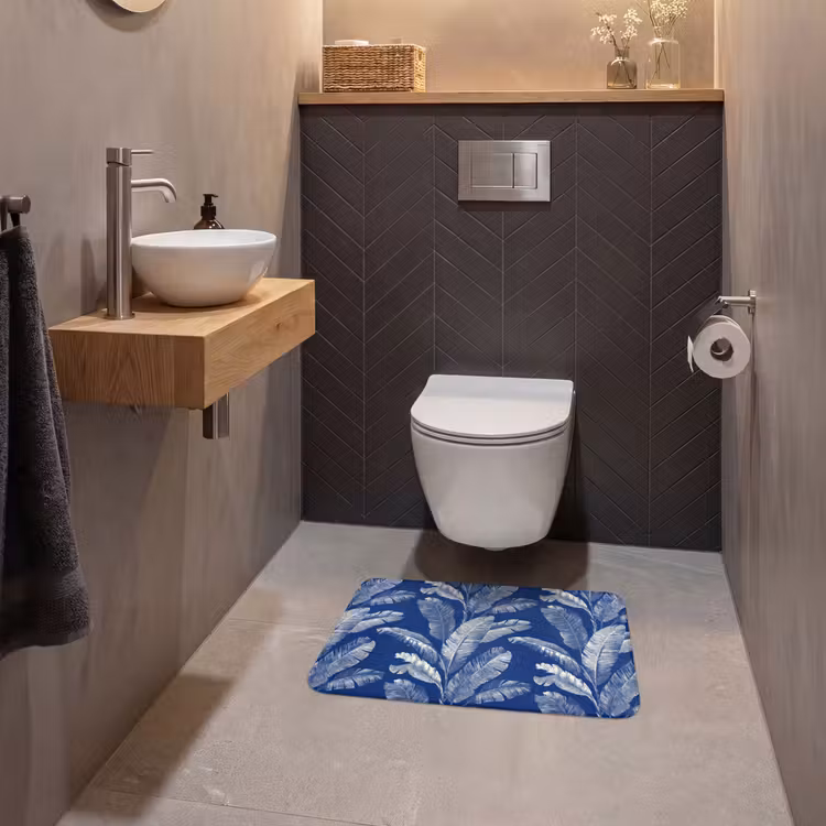 WC Mat - Blad - Palm - Blauw — 2